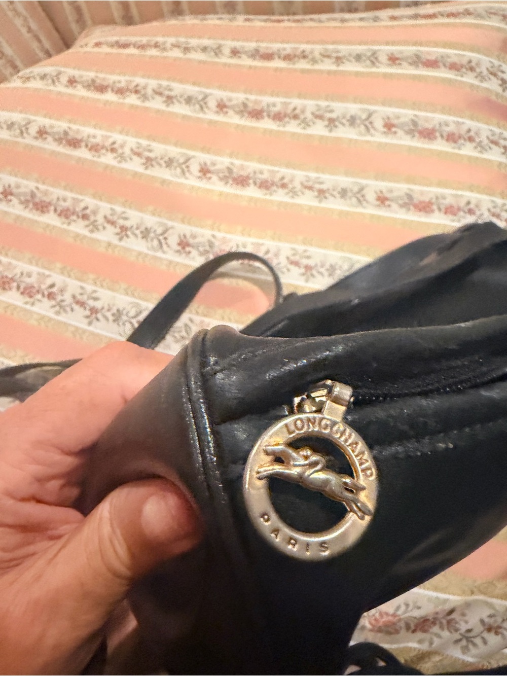 Longchamp Black Leather Backpack,vintage 90 - Picture 3 of 7